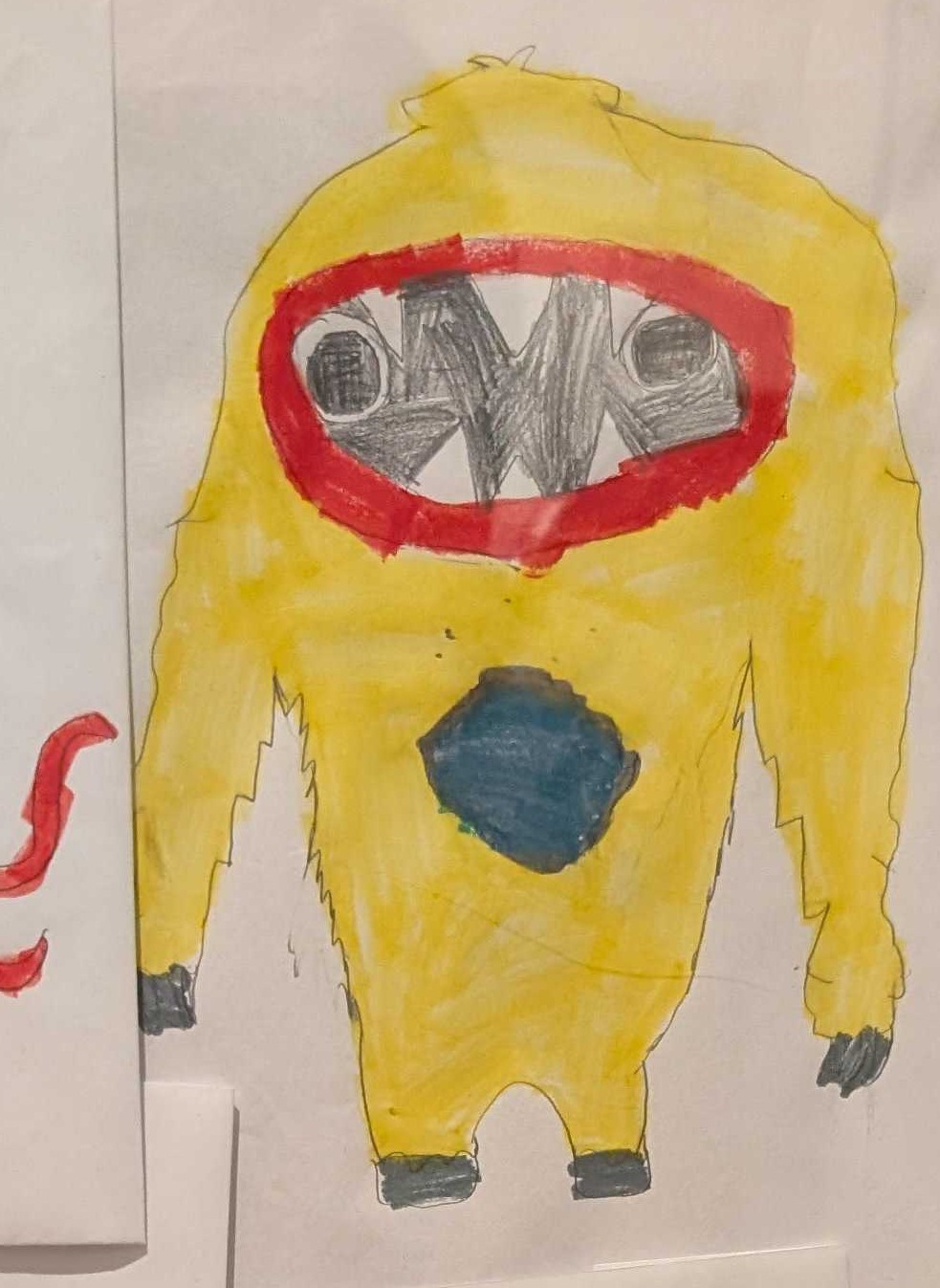 Weston's original drawing of Yellow Hazmat Monster