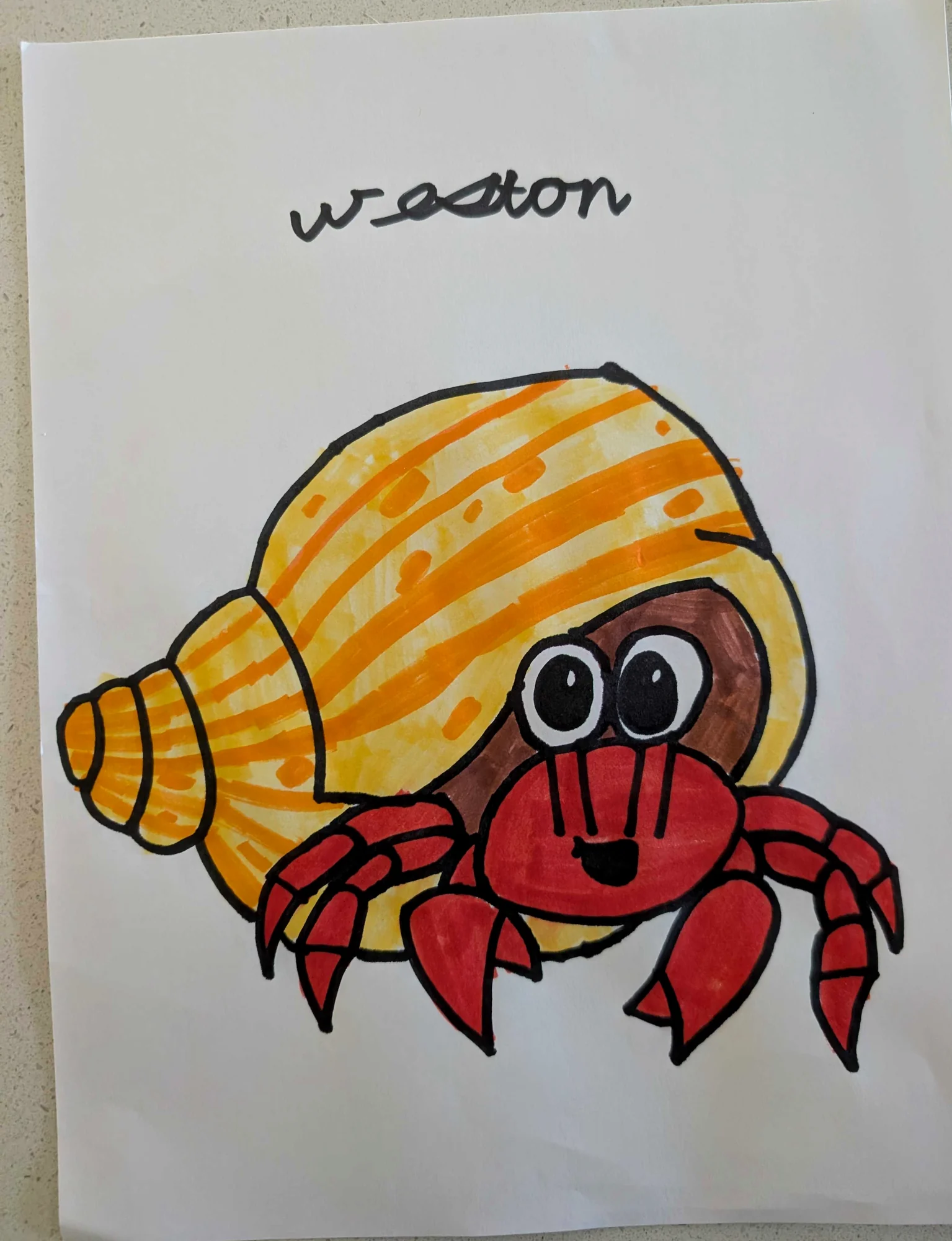 Weston's original marker drawing of Hermit Crab Hideout